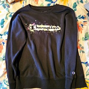 Black Paint Splatter Champion Sweatshirt Sz XL
